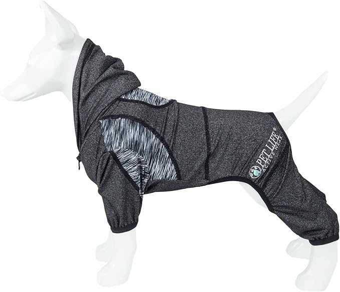 Pet Life ® Active Pawsterity Mediumweight 4-Way-Stretch and Quick Dry Yoga Fitness Year-Round Hooded Tracksuit Dog Sweater