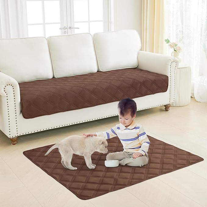 Smiry Waterproof Dog Bed Cover Blanket 30x70, Soft Reversible Pet Blanket, Washable Leakproof Cats Dogs Couch Cover for Sofa, Couch, Furniture, Brown/Beige