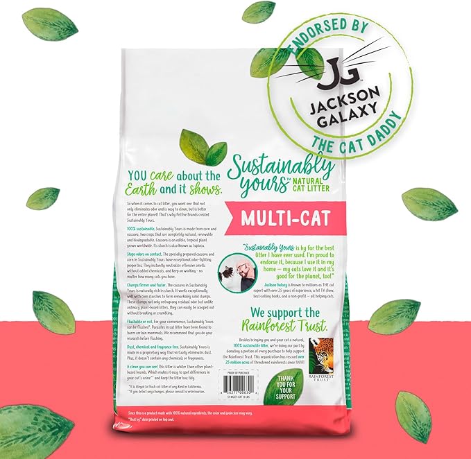 Sustainably Yours Natural Cat Litter, Multi-Cat, 13 lbs
