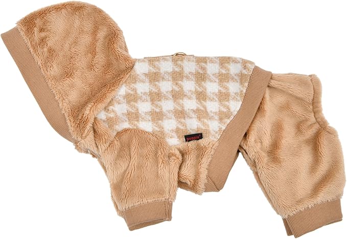 Puppia Cagnie Winter Jumpsuit Warm Cozy Fashionable for Small Dogs, Beige, X-Large