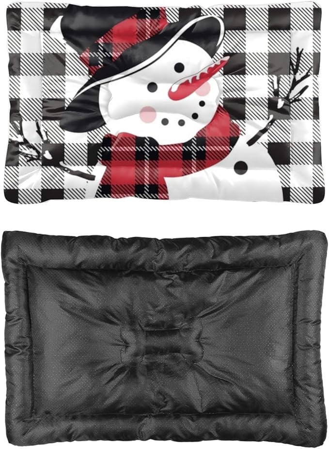 Black White Plaid Pet Mat Dog Bed Machine Washable Dog Cage Pad Pet Friendly Bed Non- Slip Bottom Friendly Furniture Multi- Scenario Gift Printed Crate Pad 24× 18 Inch