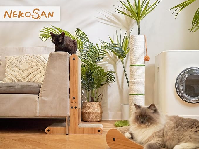 Nekosan Cat Scratcher, T-Shaped Cat Scratcher for Indoor Cats, Double-Sided Cat Furniture Protector, 23.6x16.9x9.6 inch Large, Cardboard Cat Scratcher with Ball Cat Toy