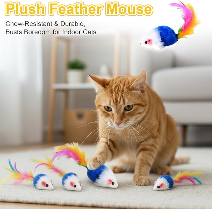3-Pack Interactive Cat Toys Ball for indoor Cats＆Dog,Automatic Cat Toy with Smart Obstacle Avoidance Ball with Elastic Mesh Tail,8 Cat Spiral Spring,Cat Enrichment Toys for Indoor Cats(RedYellowBlue)