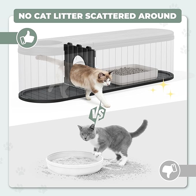 LHBcraft Cat Litter Box Enclosure for 2 Cats,Cat Houses for Indoor Cats,Hidden Litter Box Furniture with Round Lift-up Door-Easy to Assemble Grey