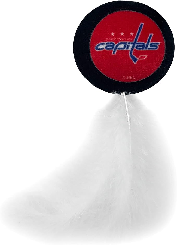 NHL WASHINGTON CAPITALS Plush Cat Toys Set - 3 Piece, Filled with Fresh Catnip. Includes: Jersey, Hockey Puck with Feathers & #1 Fan. Team Logo