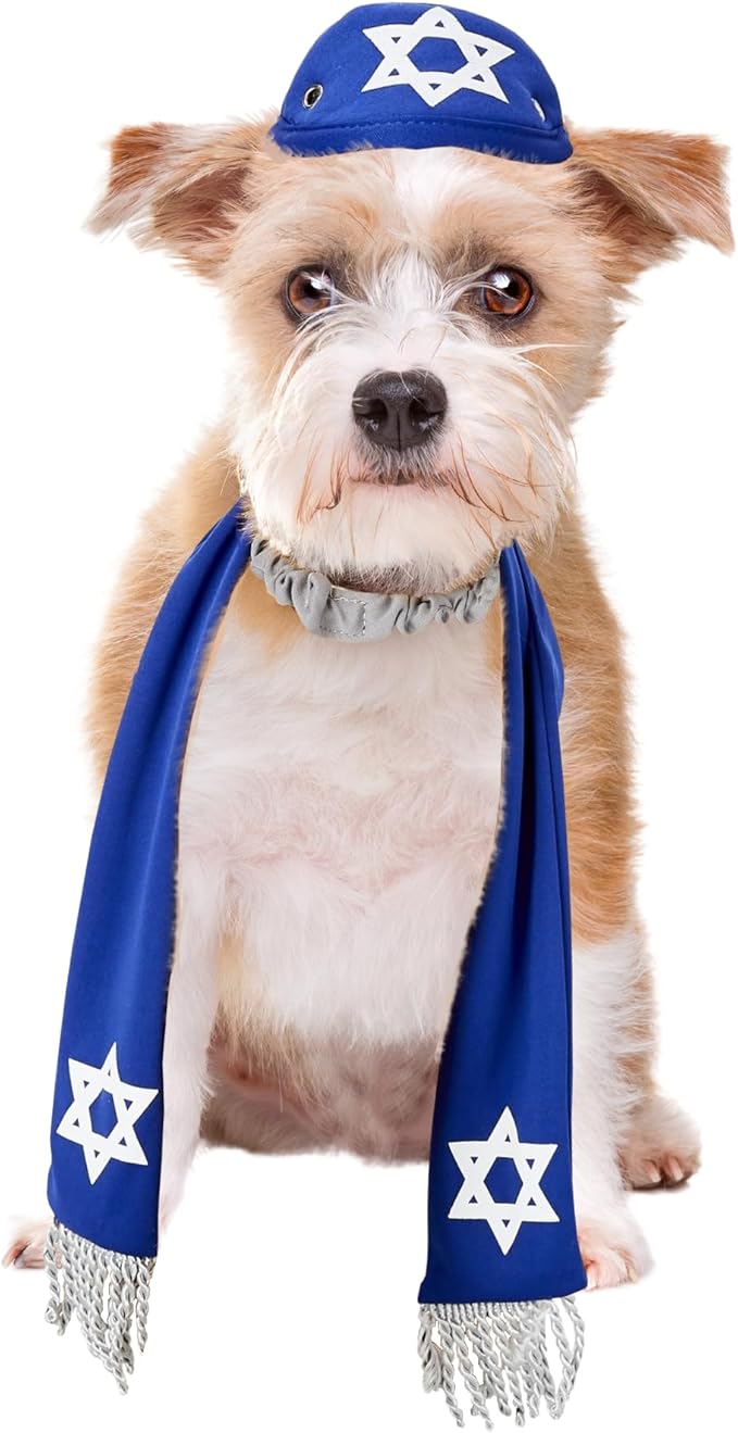 Pets Yarmulke and Tallis Hanukkah Set with Star of David (Small/Medium)