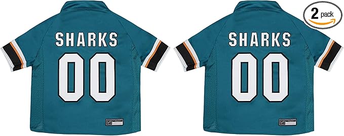 Pets First NHL San Jose Sharks Jersey for Dogs & Cats, X-Small. - Let Your Pet Be A Real NHL Fan!, X-Small Hockey Jersey (Pack of 2)