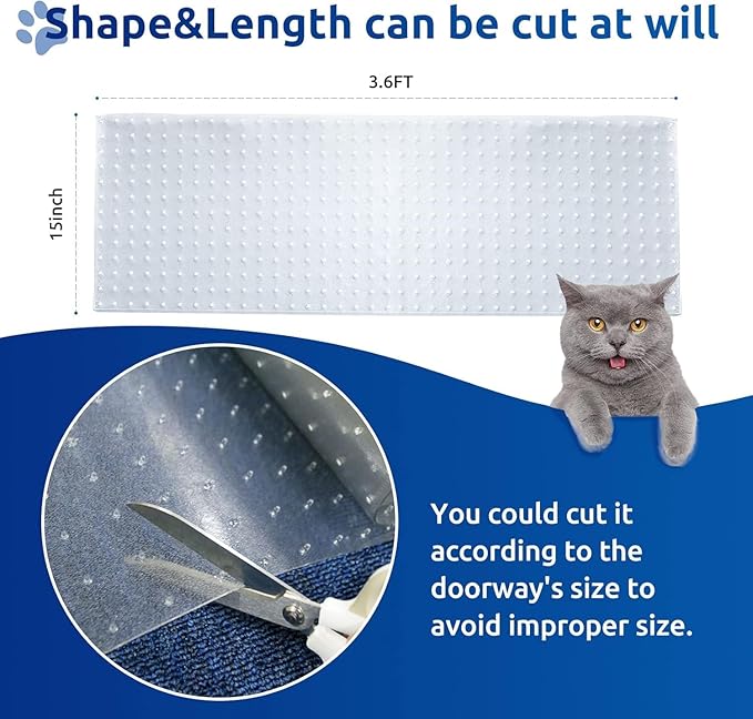 Cat Scratch Carpet Protector Mat - 3 Pack Clear Plastic Floor Protector for Pets - 3.6FT Universal Anti-Scratch Door Mat Under Furniture & Doorways, Non-Slip PVC Runner for Dogs/Cats