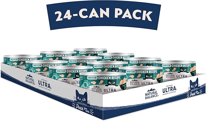 Natural Balance Ultra Premium Chicken Indoor Cat Food | Wet Canned Food for Cats | 5.5-oz. Can, (Pack of 24)