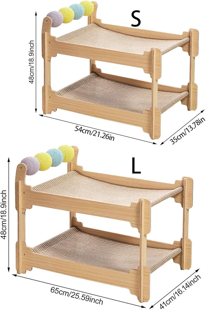Layer Cats Sisal Pad Wood Construction Indoor Scratcher Tree House for Rest Furniture Protections Wooden Bed with Post
