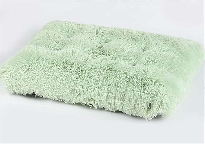 Long Plush Calming Pet Bed Cuddler Pet Bed for Dogs and Cats Fluffy Faux Fur Dog Bed with Anti Slip Bottom Machine Washable Pet Sleep Bed Crate Mat Mint 2XL