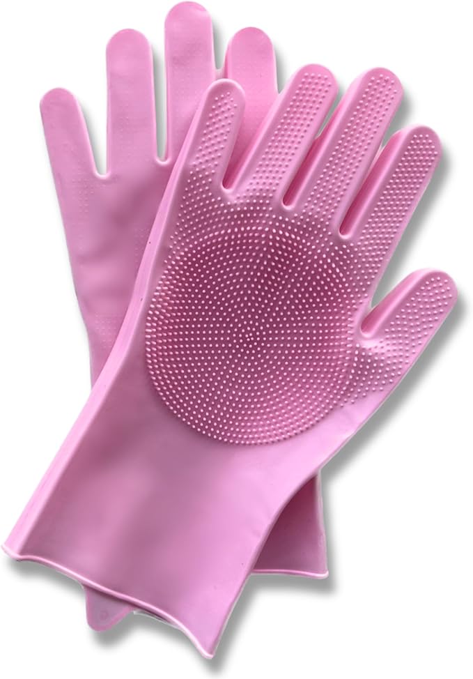 Extra Thick Grooming Gloves for Cats & Dogs - Pet Hair Removal Glove, Silicone Brush for Dog or Cat Washing, Puppy Bath Supplies for Shedding Cleaning & Bathing, Shower Shampoo Scrub