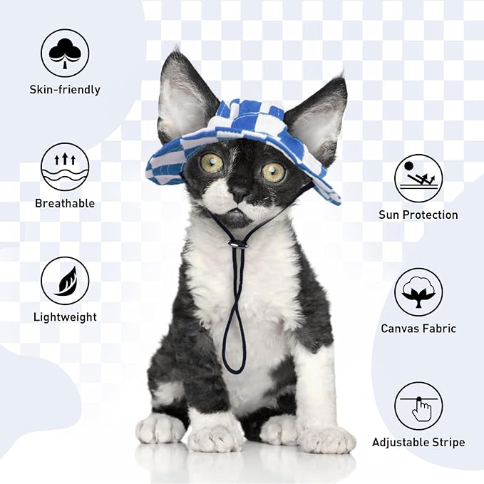 QBLEEV Cat Hats for Cats Only, Sphynx Hat with Ear Hole, Kitten Headwear Mini Sun Sombrero Caps, Summer Cat Cowboy Hats, Pet Chihuahua Sunscreen Baseball Outdoor Climbing Cap Birthday Party