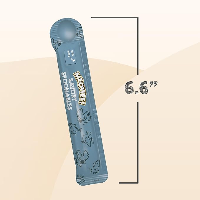 MEOWEE! Savory Spoonables with Real Tuna, Chicken & Duck, 4 Count Tube, Triple Flavor Squeezable Lickable Wet Treats for Cats with Built-in Spoon for Less Mess (Pack of 2)