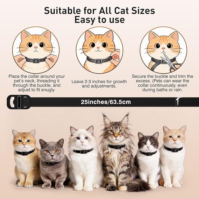 Flea and Tick Collar for Cats, 4 Pack Cat Flea Collar with Natural Essential Oils, Adjustable for All Cats & Kittens(Black)