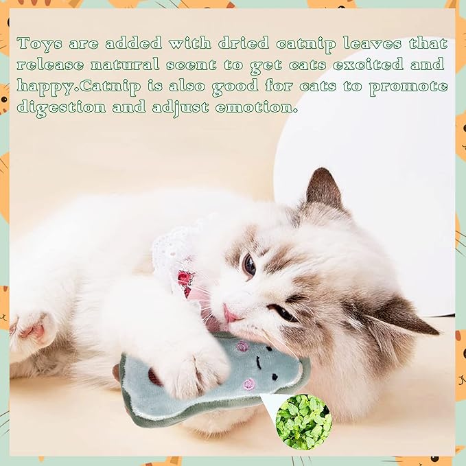 Cat Toys for Indoor Cats Kittens Interactive Pillow Catnip Toys with Bell Cat Plush Toy 6 Pcs