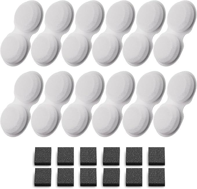 VOUAAOOD Cat Fountain Filters Replacement: 24 Pet Water Fountain Filters - 12 Carbon Filters + 12 Sponges Filters Suitable for H6 Cat Fountain for Drinking - 6 Months Usage Kit