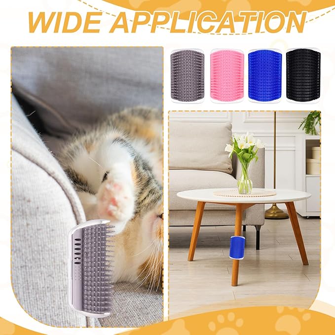 Self Grooming Cat Brush, Cat Self Groomer Scratcher with Catnip Softer Scratchers Wall Corner Groomer Massage Combs (4Pcs, S, Grey) for Long Short Fur Pets/Kittens/Puppies