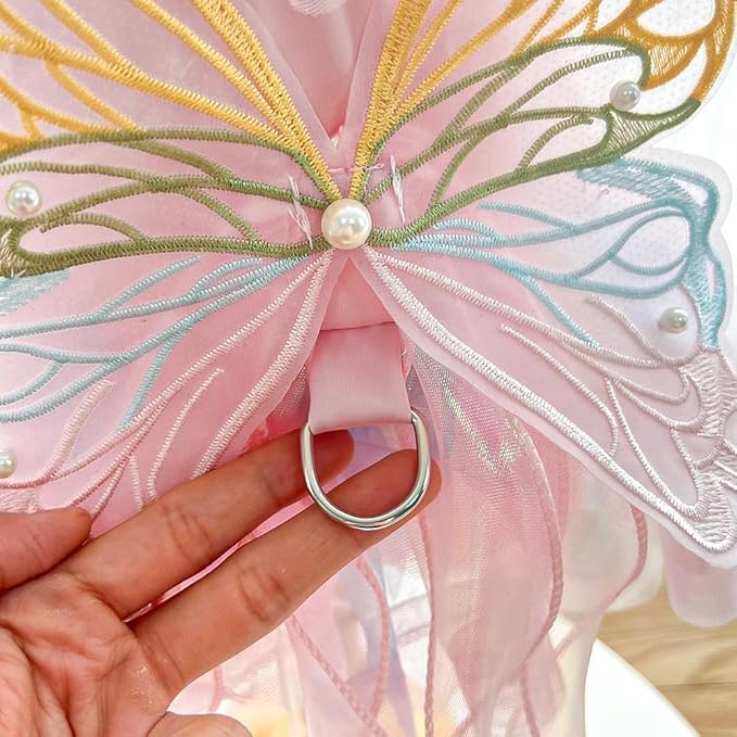 Dog Cute Rainbow Butterfly Dresses Cat Princess Dresses Pet Wedding Dresses Suitable for Corgis Teddy Dogs French Bulldog (Ribbon Butterfly Skirt,M)