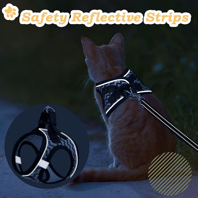Cat Harness and Leash Escape Proof,Adjustable Soft Mesh Kitten Vest Harness for Walking Reflective Pet Harness for Cat Small Dogs Puppy (White, XXS)