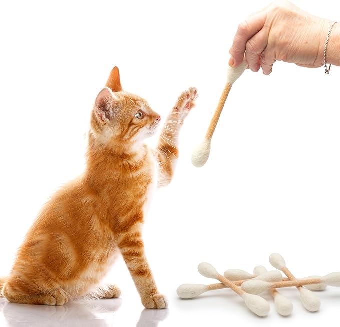 Glaciart One Swabs Cat Toys with Catnip - 12 Pk | Durable for Chew, Cute Cat Toys Interactive Kitty for Boredom, Exercise, & Play | Filled w/Organic Catnip for Anxiety & as Digestive Aid | Gift Idea