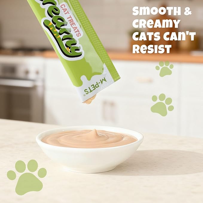 M-PETS Creamy Lickable Cat Treats – 4 Flavor Variety Pack, 80 Tubes of Healthy Squeeze Up Snacks with Functional Nutrients for Hydration, Skin & Coat, and Digestive Health – Grain Free, High Protein