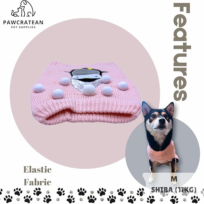 Cute Sweater for Dogs and Cats Soft Flannel Pet Outfit Warm and Cozy Animal Hoodie Small to Large Pet Clothes for Halloween Parties and Everyday Wear (X-Large, Pink Pinguin)