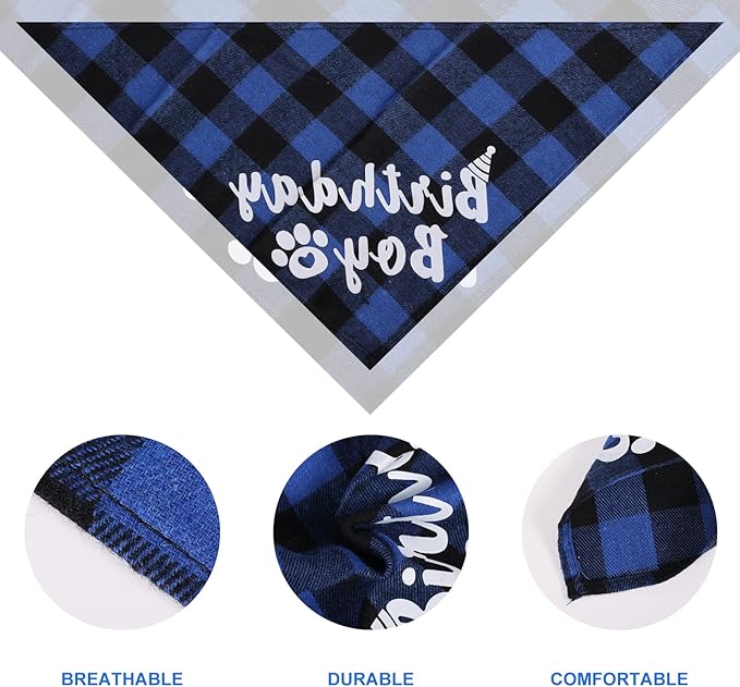 Cat Birthday Party Supplies with Hat, Scarf, Tie & Bandana - Cat Themed Decor (Blue)