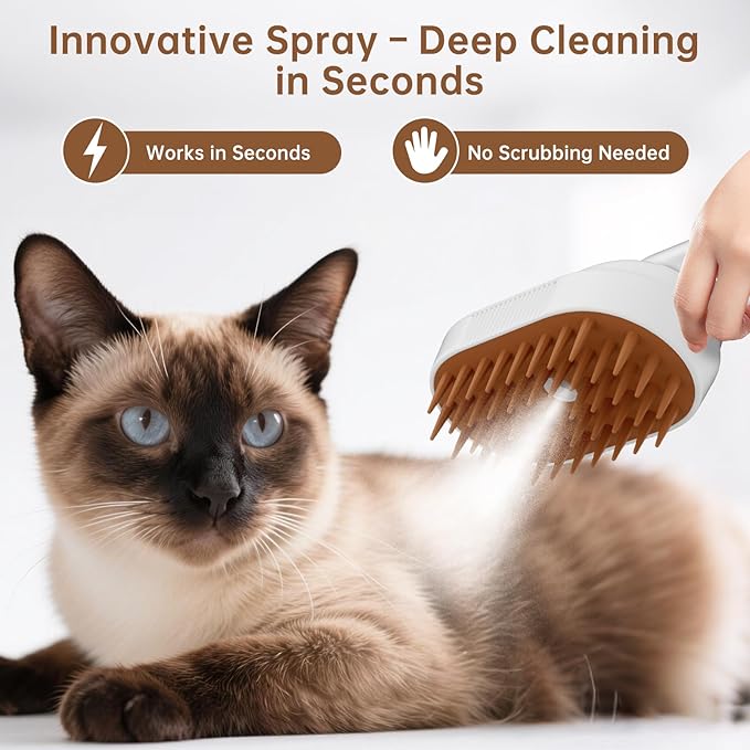 Cat Steam Brush, 3 in 1 Steam Comb for Shedding Dog Pet Hair Cleaning Brush Comb for Spray Dog Grooming for Long & Short Haired Pets – Pet Spritz Defur Comb