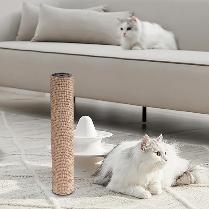 2Pcs Cat Scratching Post Replacement, 16 Inch Wear-Resistant Jute Cat Tree Replacement Post, 8mm Bolts, Easy to Install, Beds.