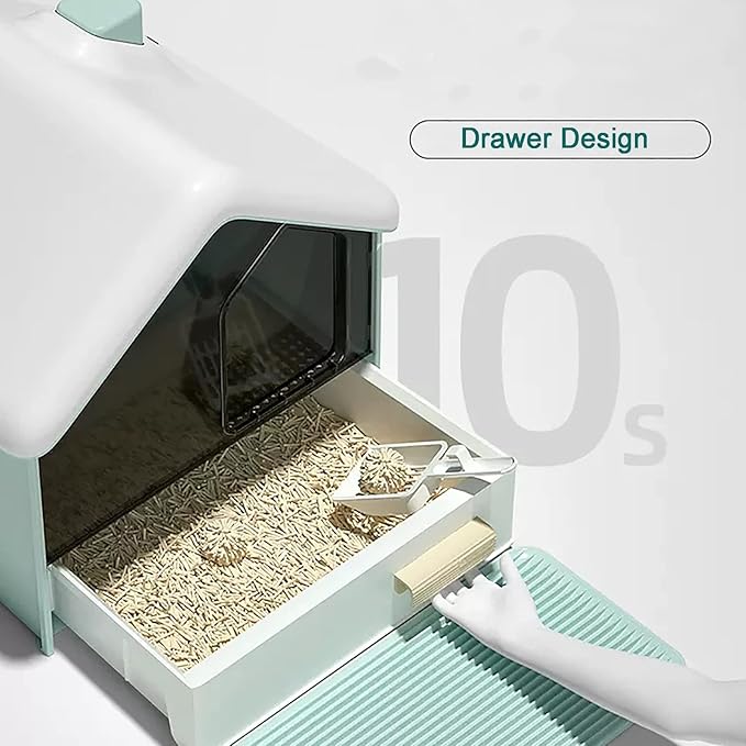 Cat Litter Box,Fully Enclosed Litter Box Holds Odors,Prevents Urine and Litter Leakage,Assembly Free,Easy to Clean Stylish Litter Box Furniture with Pull-Out Litter Tray and Litter Scoop ( Color : Pin