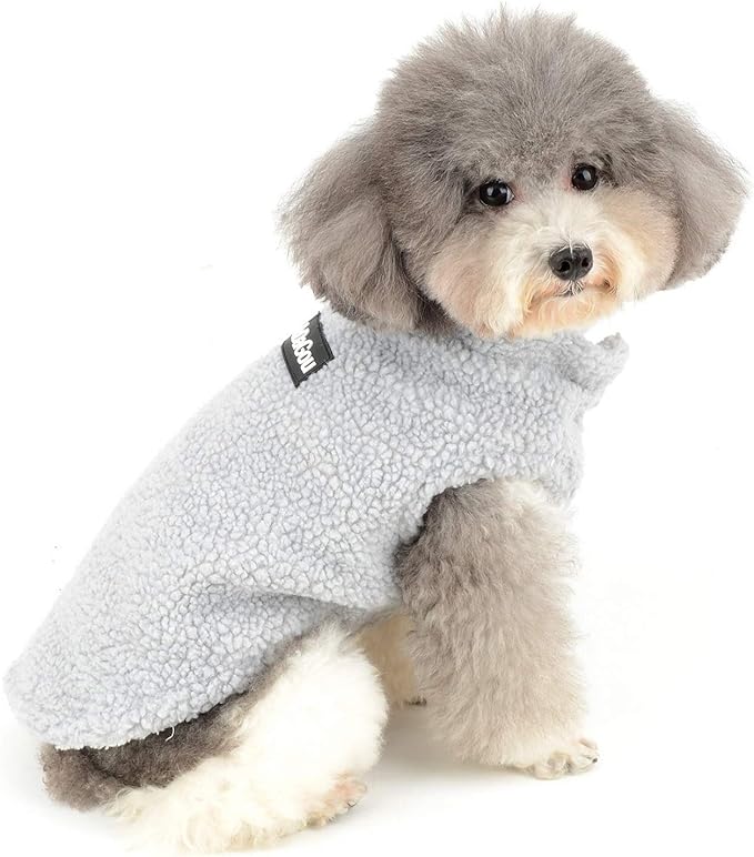Zunea Small Dog Jacket Coat Fleece Puppy Girls Boys Winter Clothes Soft Warm Vest Pet Cold Weather Sweater Chihuahua Doggie Cats Jumper Apparel Gray M