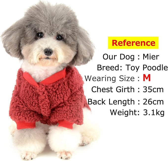 Zunea Small Dog Sweater Coat Winter Fleece Puppy Clothes Sherpa Warm Chihuahua Jacket Jumper Clothing Fall Pet Cat Doggy Boy Girl Shirt Apparel for Cold Weather Red L