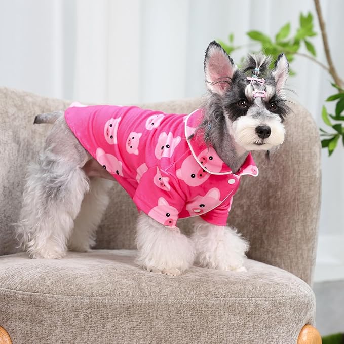 CuteBone Two-Leg Velvet Pet Pajamas Girl Dog Clothes - Soft, Cozy, and Stretchy Boy Pjs for Small, Medium Dogs and Cats Winter Sleepwear Apparel LTP02M