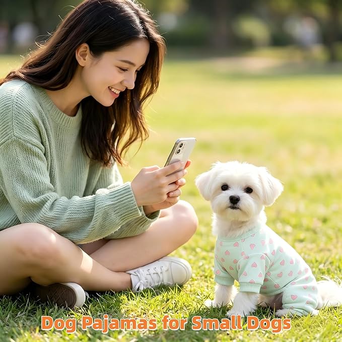 Dog Pajamas Polyester Dog Pajama Cozy Dog Pjs Soft Dog Onesie Pajamas for Dogs Stretchy Dog Pajamas Dog Clothes with Heart Pattern, XXX-Large