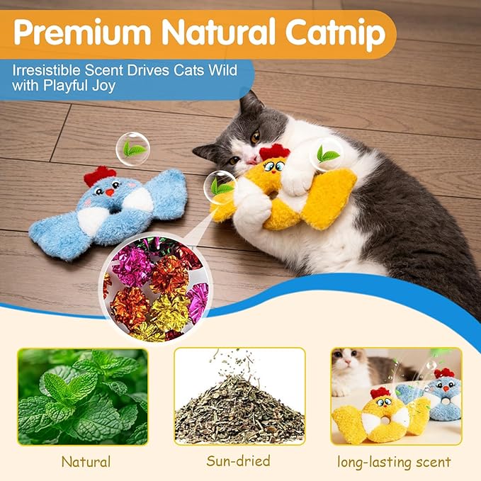 ETEKYER Cat Toys Bird, Crinkly Catnip Toys for Cats Soft and Durable, Interactive Indoor Cat Nip Kitten Kicker, Promotes Kitty Exercise