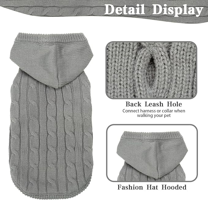 PUPTECK Winter Dog Cat Sweater Coat - Soft Cold Weather Clothes Knitwear for Kitties & Small Dogs Indoor Outdoor Walking Warm, Knitted Classic for Doggies Kitties
