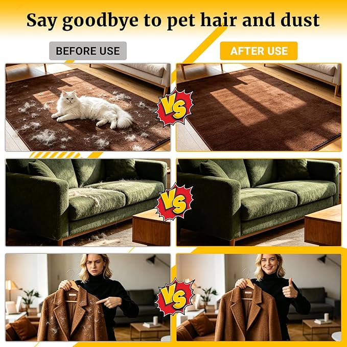 3PCS Pet Hair Removal Glove for Dogs & Cats, 2026-Upgraded Reusable Electrostatic Pet Hair Remover Glove, Magical Brush Pet Hair Mitt for Couch, Carpet, Furniture, Car Seat, Dog & Cat Grooming Gloves