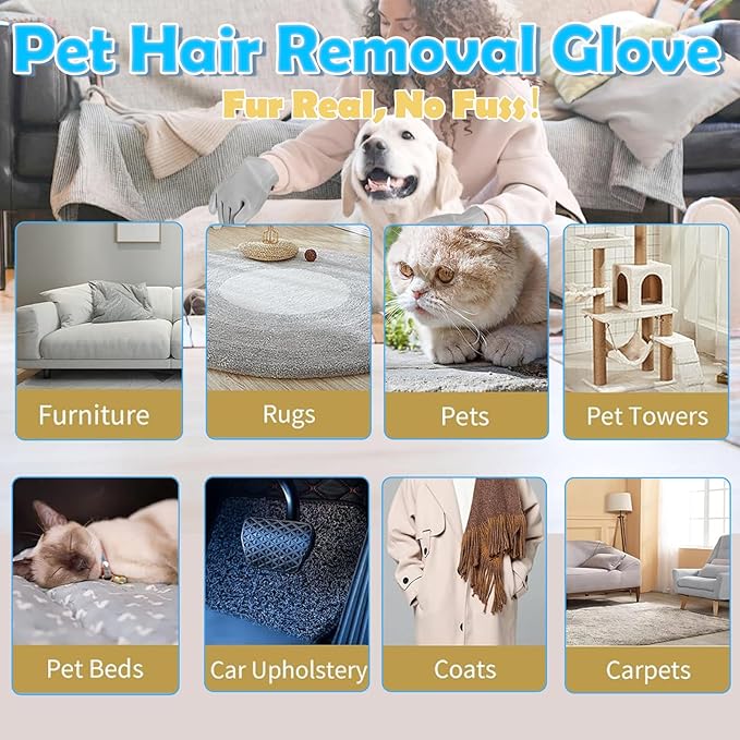 Pet Grooming Gloves Kit, Dog Washing & Cat Brush Glove with Silicone Bristles