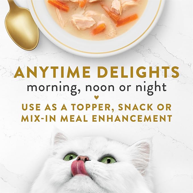 Purina Fancy Feast Creamy Broth With Wild Salmon and Whitefish, Gourmet Lickable Cat Food Topper, Pack of 16, 1.4 oz. Pouches