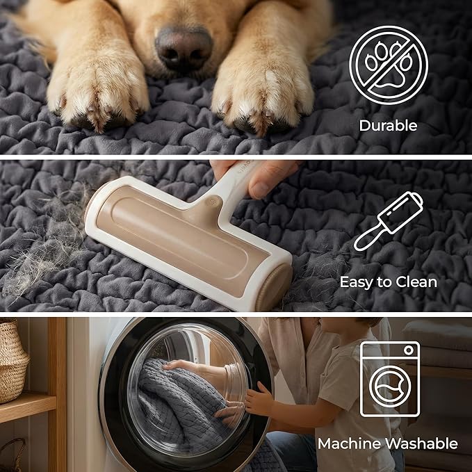 PAULATO BY GA.I.CO. Waterproof Couch Cover – 24x47 Blanket for Sofa Car Seat or Crate – Machine Washable Absorbent Reusable Pad for Puppy Training – Dogs Cats Pets Friendly Protector - Dark Grey