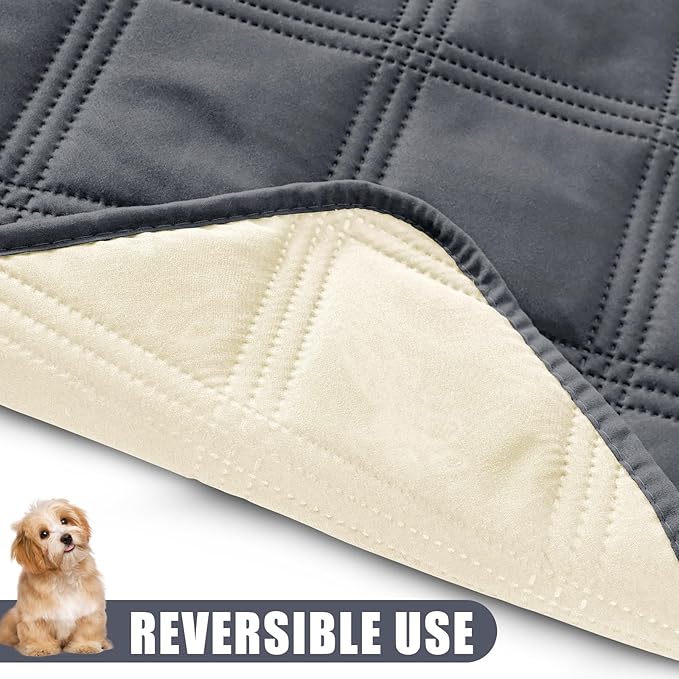 Smiry Waterproof Dog Bed Cover Blanket 40x80, Soft Reversible Pet Blanket, Washable Leakproof Cats Dogs Couch Cover for Sofa, Couch, Furniture, Dark Grey/Beige