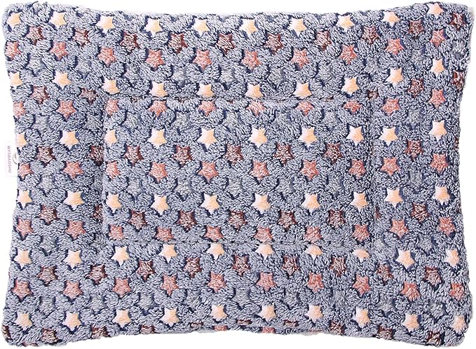 FJWYSANGU Fluffy Pet Cat Blanket Soft Coral Velvet Pet Puppy Cushion Mat Warm Cover Soft Pad Mat(Star V2/Dark Blue,Large)