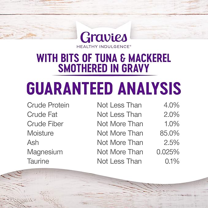 Wellness Healthy Indulgence Gravies Adult Wet Cat Food, Natural, Protein Rich, Grain Free, Tuna and Mackerel Recipe, 3 oz, Pack of 24 Pouches
