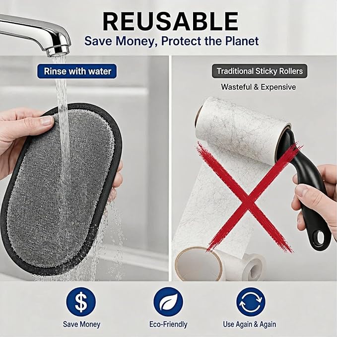 Pet Hair Removal Glove for Cats and Dogs - Electrostatic Pet Hair Remover Gloves, Reusable Magic Brush Tool for Couch, Furniture, Car & Laundry (1 PCS)