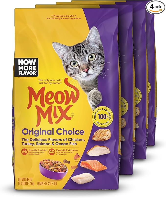 Meow Mix Original Choice Dry Cat Food, 3.15 Pound (Pack of 4)