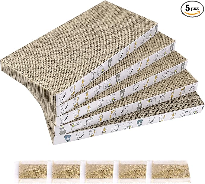 PatiencET Cat Scratcher Cardboard 5 PCS Cat Scratch Pad Reversible Scratcher Texture Design Durable Cat Scratching Pad