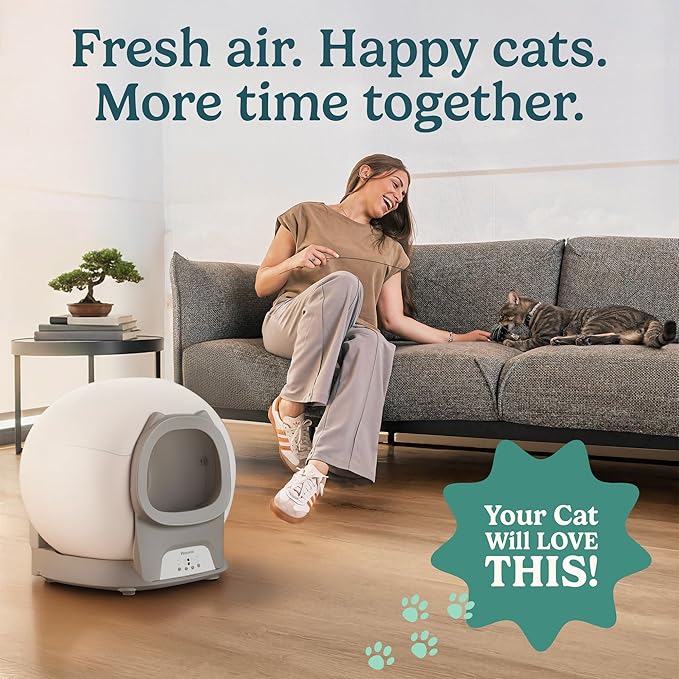 Petcove Automatic Self Cleaning Litter Box for Multiple Cats - PurrTek with Smart App (5GHz Wi-Fi), Triple Odor Control, Quiet Operation & Advanced Safety Sensors