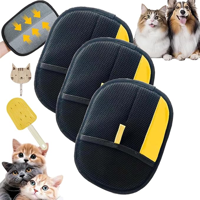 Pet Hair Remover, Pet Hair Remover Electrostatic Gloves, Washable and Reusable Double Sided Pet Hair Removal Mitt for Couch, Furniture, Carpet, Car Seat, Cat Grooming Tools (1)