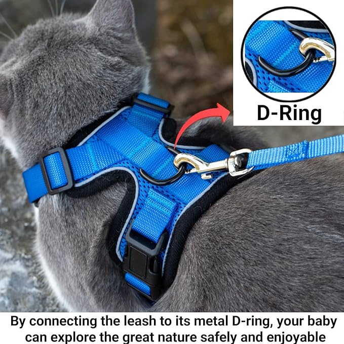 Mr. Peanut's PurrTrek Reflective Cat Harness with Matching Leash (Small, Blue)